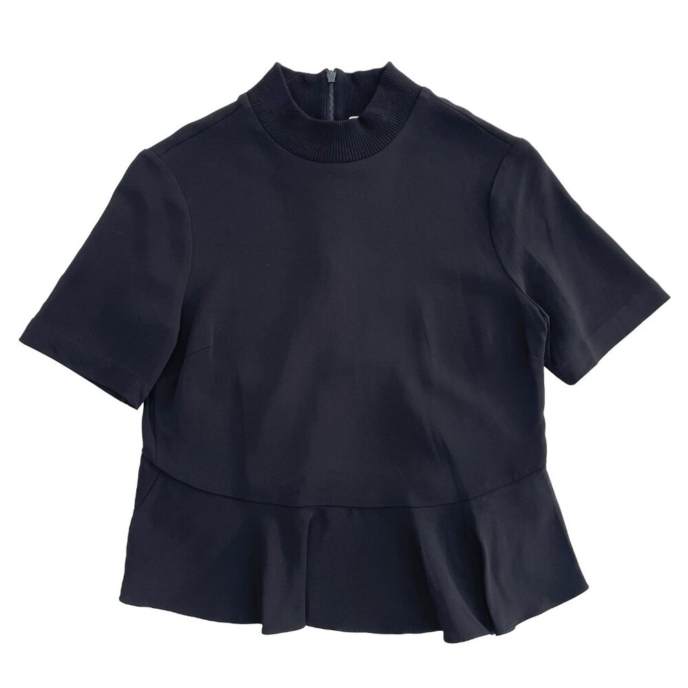 A.L.C. Short Sleeve Blouse Formal Ruffle Hem - Black | 6
